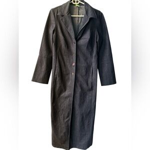 Tothemax! Navy denim ankle length trench coat jacket NWOT